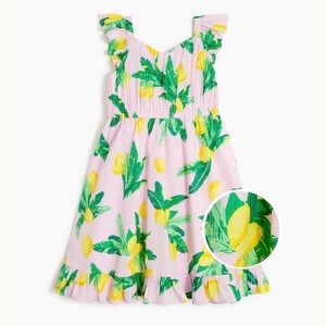J Crew Crewcuts 3T Girls Pink Lemon Print Smocked Dress